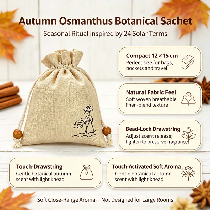 Key‑benefit graphic for Autumn Osmanthus seasonal‑ritual sachet — Rhythm of Nature seasonal living