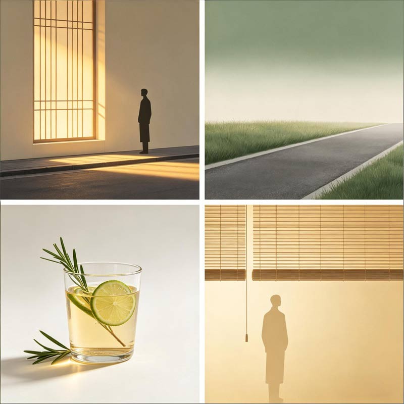Three March layers&mdash;calendar spring, weather reality, tired humans&mdash;abstract panels.