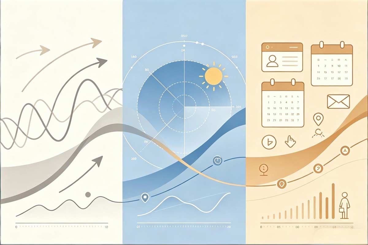 Three autumn timelines: solar term, astronomical season, and lived routine.